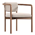 Modern Simple Design Comfortable Leisure Chair With Wooden Armrests And Fabric Seat