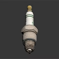 Automotive Spark Plug Featuring Metal Threaded Body Ceramic Insulator And Gold Tip 3d model