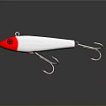 Red Head White Body Fishing Lure With Sharp Metal Fish Hooks