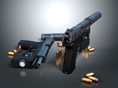 modern pistol science fiction pistol game 3d model