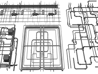 Industrial LOFT pipe ceiling pipe air conditioning 3d model