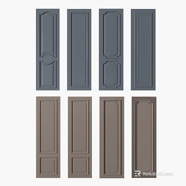 Stylish Gray And Brown Wall Paneling With Various Designs For Home Interior 3d model 
