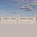 Traditional Stone Balustrade Structure with Classic Panel and Post Design 3d model