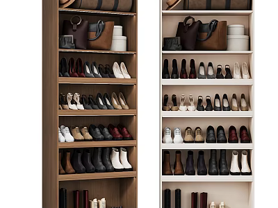 Modern Shoe Cabinet Interior Design With Multiple Shelves For Shoes And Bags Storage 3d model