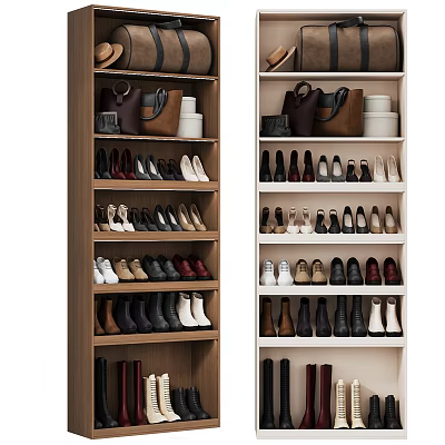 Modern Shoe Cabinet Interior Design With Multiple Shelves For Shoes And Bags Storage 3d model