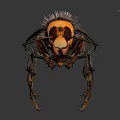 3D Rendering of Wasp with Yellow and Black Striped Body Long Legs and Compound Eyes