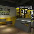 Fitness Training Area With Exercise Point Neon Sign And Spacious Gym Floor