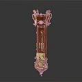 Ornate Tall Bookcase With Carved Wooden Design And Gold Decorative Accents