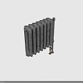 Traditional Cast Iron Radiator With Pipes And Control Valve
