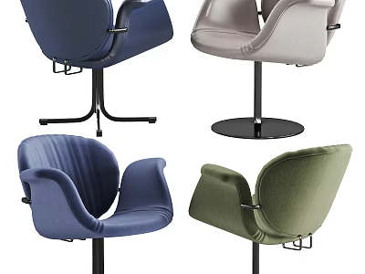 Modern Leisure Chairs With Colorful Upholstery Round Base And Comfortable Armrests 3d model