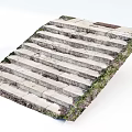 Outdoor Old Weathered Stone Stairs with Grass Growing Alongside Steps 3d model