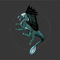 Teal Fantasy Game Movie Character With Large Wings White Head And Scales