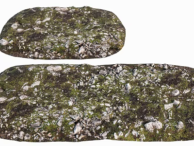 Natural Stone And Wood With Mossy Texture For Garden Landscaping Design 3d model