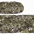 Natural Stone And Wood With Mossy Texture For Garden Landscaping Design