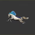 Fantasy Game Movie Character White Horse With Blue Wings And Mane Running