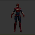 Detailed Female Superhero 3D Model With Red Blue Costume And Standing Pose