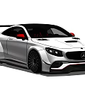 Mercedes High Performance Sports Car With White Body Black Roof Red Accents And Sporty Spoiler