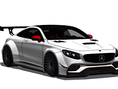 Mercedes High Performance Sports Car With White Body Black Roof Red Accents And Sporty Spoiler 3d model