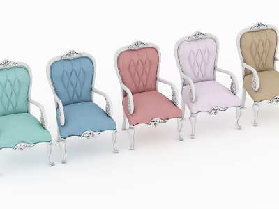 Simple European Single Chair Solid Wood Carved Single Chair Leisure Chair Armchair Chaise 3d model