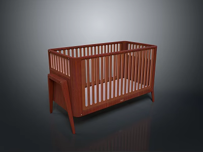 Wooden Baby Crib For Children With Safe Railings And Sturdy Bed Base 3d model