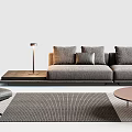 Modern Sofa With Cushions And Coffee Table Combination With Armchair Rug Floor Lamp Decor
