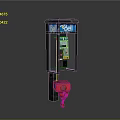 Black Urban Telephone Booth With Blue Bell Sign On Top And Red Fire Hydrant