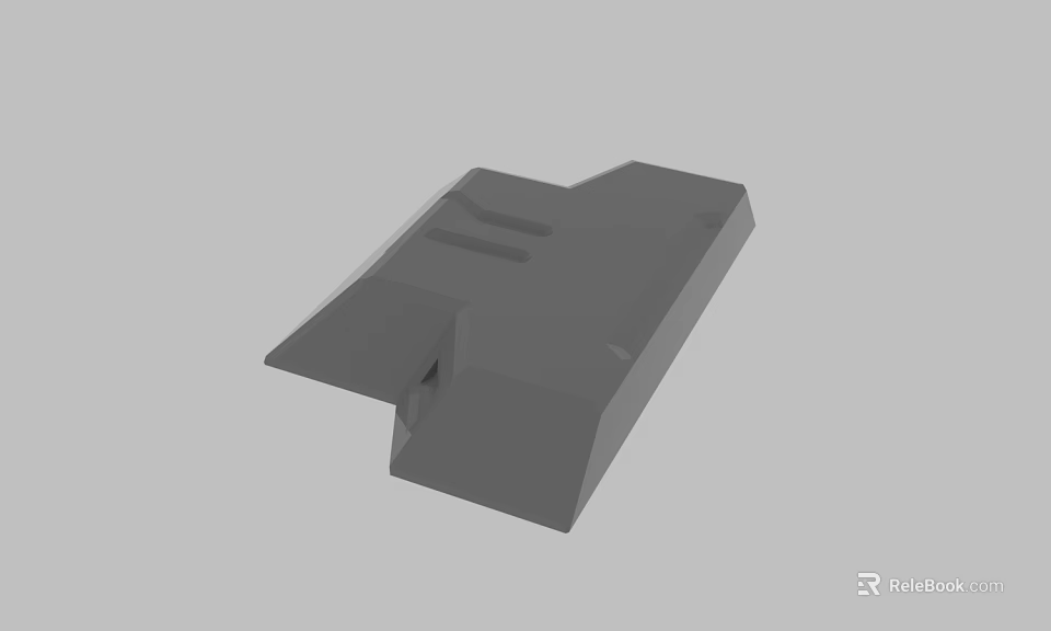 Gray Industrial Mechanical Component 3D Model With Flat Surface And Raised Sections 3d model