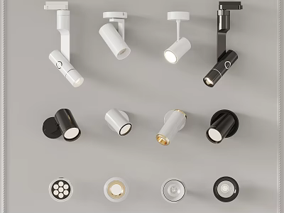 Stylish Modern Downlights And Spotlights With Multiple Colors And Designs For Home Lighting 3d model
