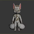 White Anthropomorphic Creature With Golden Crown Bronze Armor And Brown Boots