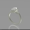 Elegant Minimalist Silver Ring With Large Transparent Gemstone And Small Surrounding Decorations