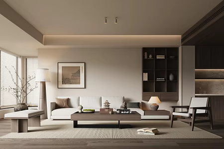 New Chinese Style Song Style Living Room 3d model
