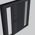 Dark Gray Front Door With Vertical Grooves And Glass Side Panels