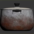 Copper Colored Cooking Pot With Lid And Black Handles For Kitchen Use