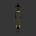 3D Rendered Gun with Golden Body Blue Accents Tactical Scope and Modern Futuristic Design