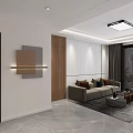Modern Living Dining Room Interior Design With TV Wall Open Shelves And Marble Floor