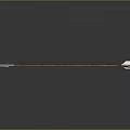 Traditional Arrow Weapon With Wooden Shaft Metal Arrowhead And White Fletching