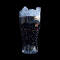 Refreshing Carbonated Cold Drink In Glass With Ice Cubes And Bubbles
