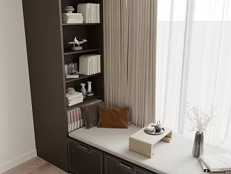 Bay Window Cushion Bay Window Cabinet Floating Window Sill 3d model