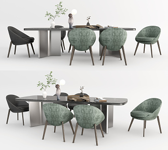 Modern Dining Table and Chair Combination 3d model