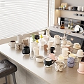 Ceramic Cup Glass Cup Plastic Cup Coffee Cup Cup Tea Cup Teapot Dishes suit Storage Cabinet Bar and Chair 3d model