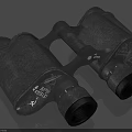 Vintage Binoculars With Textured Surface Metal Body And Adjustment Knob Design Details