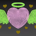 White Heart Shaped Decorative Inflatable with Wings Pearl Halo and Small Hearts