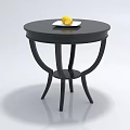 Round Black Coffee Table With White Plate And Lemon On Top 3d model