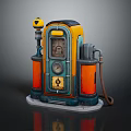 Vintage Gas Pump With Retro Design Blue Orange Dashboard And Fuel Nozzle