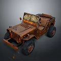 Vintage Rusty Open Top Jeep With Worn Tires And Weathered Exterior