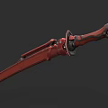Red Mechanical Sword Weapon With Advanced Futuristic Design And Metal Structure