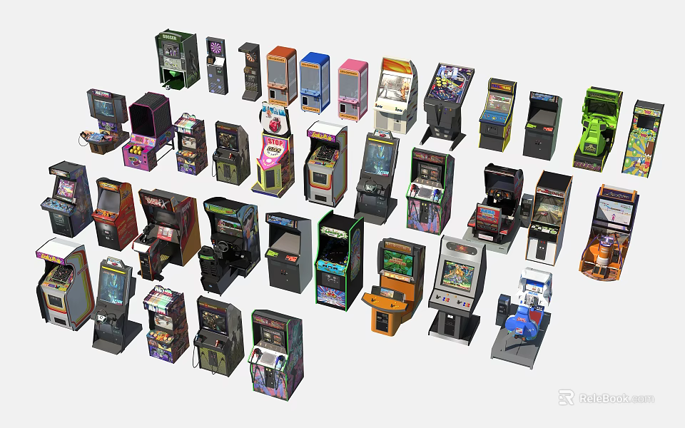 Diverse Entertainment Electrical Arcade Gaming Machines With Various Classic And Modern Styles 3d model 