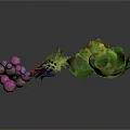 Fresh Colorful Carrots and Brussels Sprouts with Purple Orange Bunched Fresh Vegetables