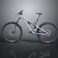 Silver White Mountain Bike With Black Off Road Tires And Suspension System
