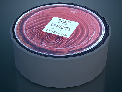 Creamy Chocolate Raspberry Ice Cream With All Natural Ingredients In Round Container 3d model